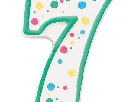 WILTON - Polka Dot Numeral Candle, 3-Inch by 1.5-Inch, No. 7 Green - 1 Candle Fashion