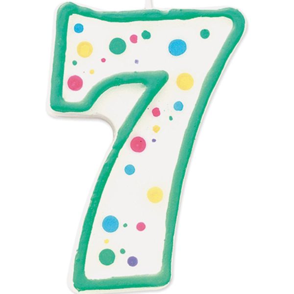 WILTON - Polka Dot Numeral Candle, 3-Inch by 1.5-Inch, No. 7 Green - 1 Candle Fashion