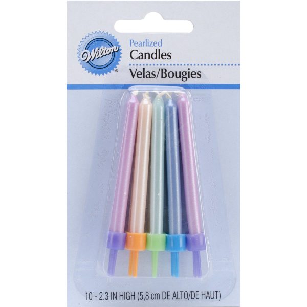 WILTON - Pearlized Candles Multicolor 2.5-Inch - 10 Candles Hot on Sale