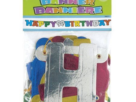 UNIQUE - Metallic Happy Birthday Letter Banner - 4 Ft. Hot on Sale