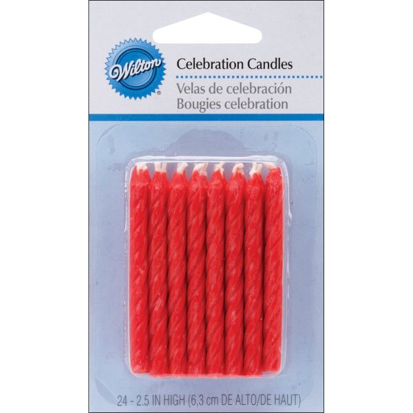 WILTON - Birthday Candles, 2.5-Inch, Red - 24 Candles Fashion