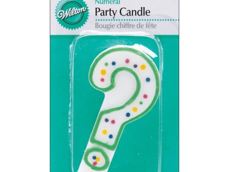 WILTON - Question Mark Polka Dot Numeral Candle, 3-Inch, Green - 1 Candle Sale