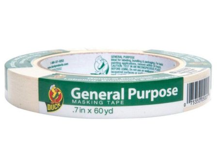 DUCK - General Purpose Masking Tape Single Roll Beige - 0.7 In. x 60 Yd. Hot on Sale