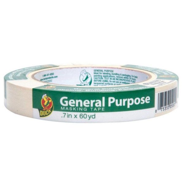 DUCK - General Purpose Masking Tape Single Roll Beige - 0.7 In. x 60 Yd. Hot on Sale