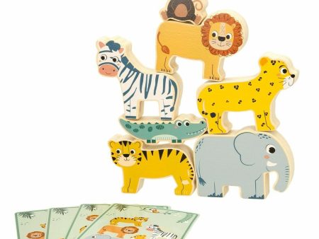 Building Game + Figures Woomax animals 16 Pieces 7 x 7 x 1,5 cm (6 Units) Online Hot Sale